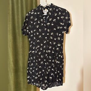 Floral Black 90s Romper